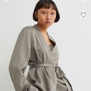 H&M tie belt blazer/jacket - XS - taupe satin